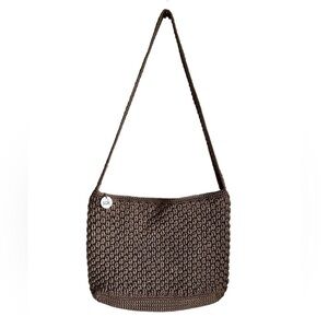 SAK Tan Knit Handbag with zip closure.